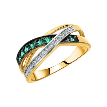 

Gold ring with emeralds and diamonds sunlight sample 585