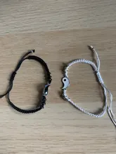 Colgante de aleación Yin y Yang Tai Chi Retro Para hombre y mujer, pulsera de cuero tejida de dos piezas en blanco y negro, regalo para parejas