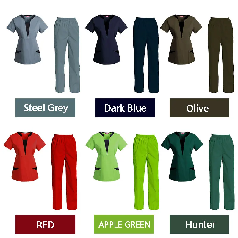 Women's Scrub Set Nursing Uniform Set Scrub Top and Pants