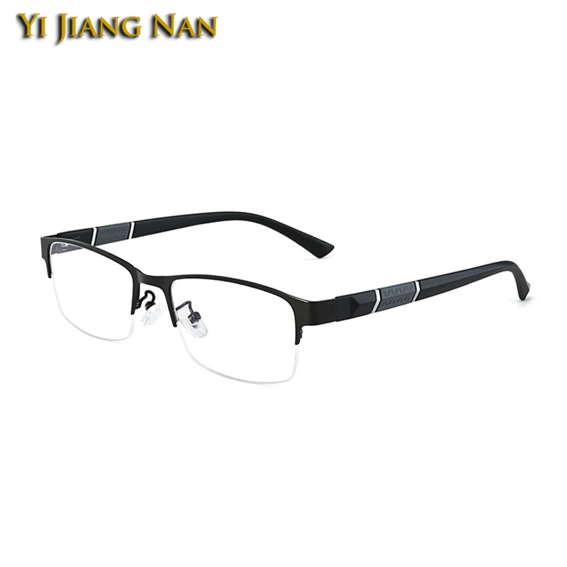 Black Men Half Frame Glasses Alloy Eyeglasses Small Face Prescription Optical Eyewear Spectacles Armacao Oculos Masculino 135 mm - Цвет оправы: Black