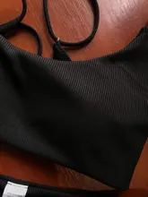 Bikini acolchado con realce para Mujer, traje de baño de dos piezas con lazo lateral, cintura alta, 2021