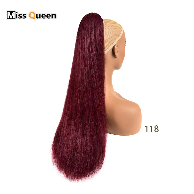 MISS QUEEN заколки для волос конский хвост высокая температура синтез Африканский прямой конский хвост может быть эластичным 7 цветов на выбор - Цвет: 118