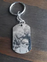 Atoztide-llavero de corazón de acero inoxidable personalizado, Color plateado, Dag, llavero de etiqueta grabado de palabras, regalo de joyería