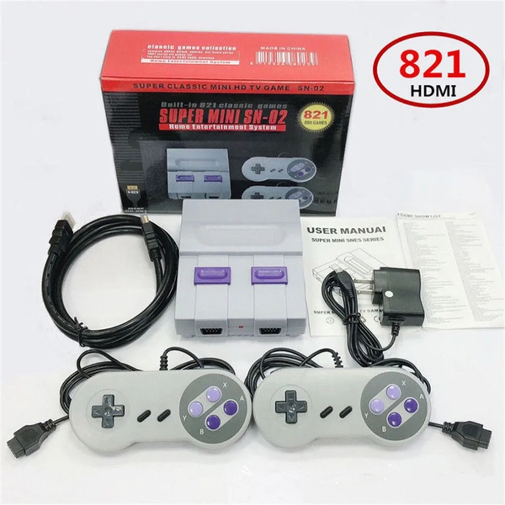 Игровая консоль MINI SNES Ретро 821 игр в 1 TF карта ТВ игровая приставка с консолями wii