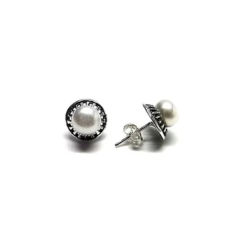 

Sterling silver earrings 925m pearl button [AB1333]
