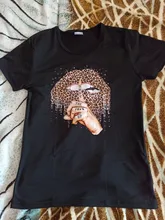 Shirt Lips Tees Base Women Tops Funny Leopard Summer Fashion O-Neckblack ZOGANKIN