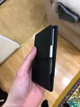 Gran oferta de moda de los hombres es delgada Bifold Clip para dinero, de piel cartera con una abrazadera de Metal mujer ID tarjeta de crédito monedero efectivo titular