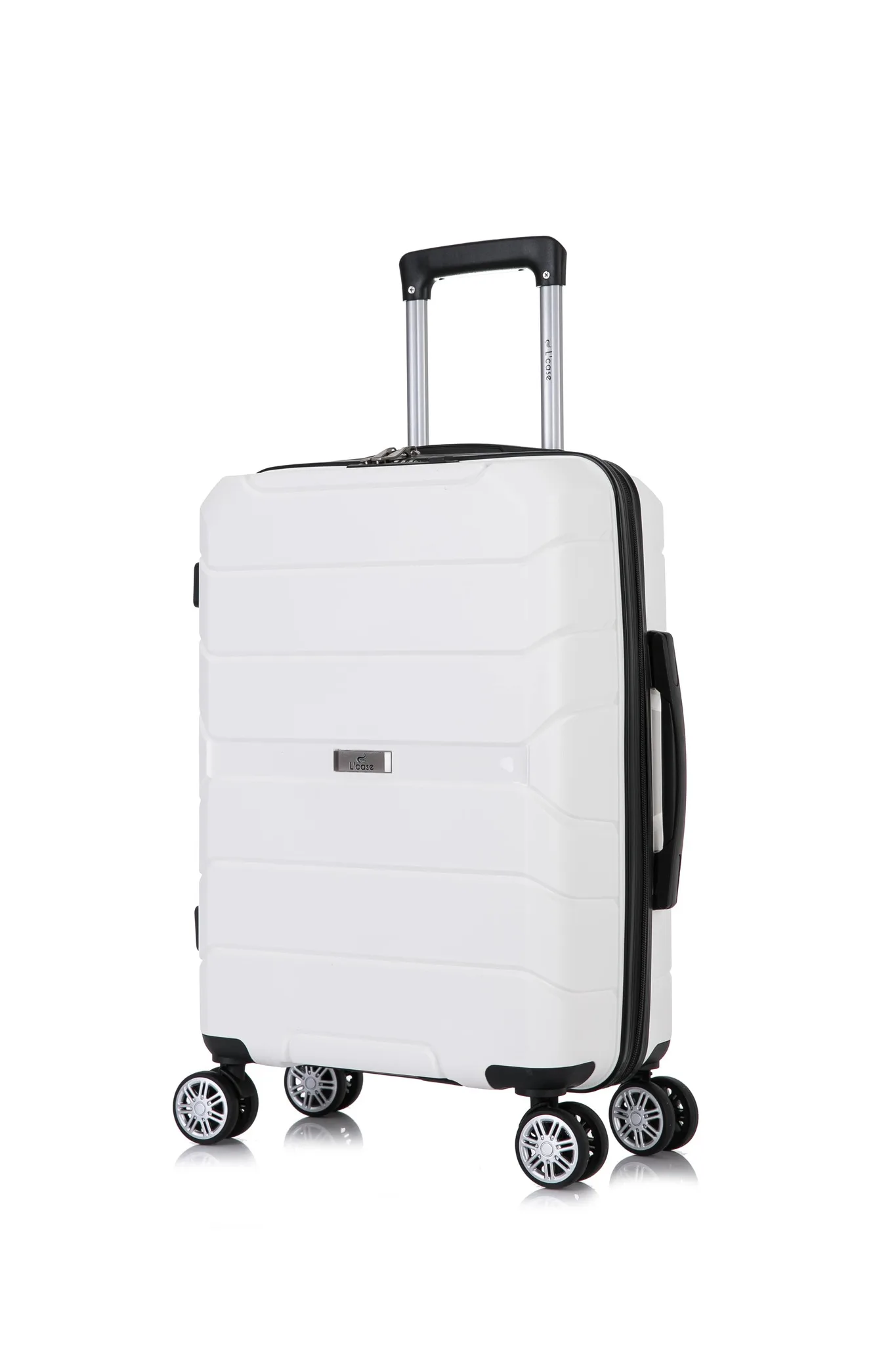 white suitcase carry on