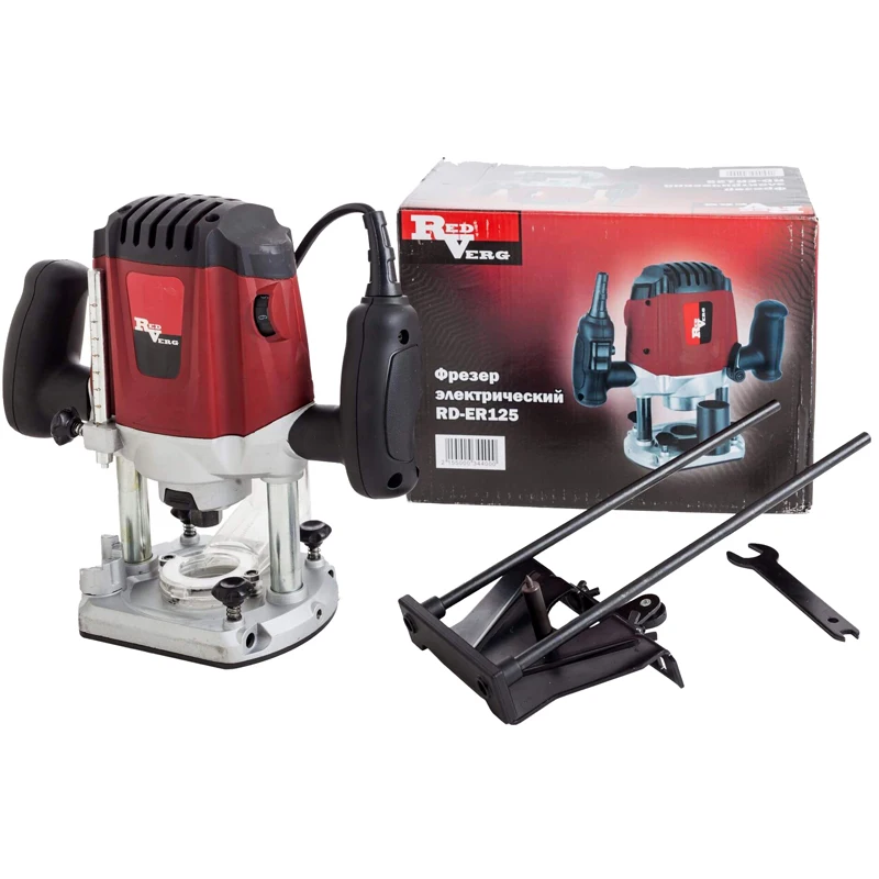 Фрезер электрический RedVerg RD-ER125 (Мощность 1250 Вт, число оборотов 12000 – 30000 об/мин, глубина хода 0-50 мм, цанга 6/8 мм)