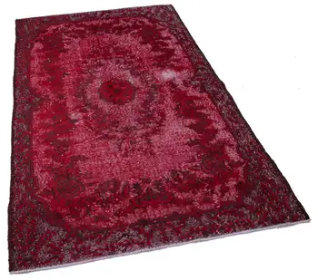 

126x215 Cm Red Handmade Over Dyed Rug-4x7 Ft