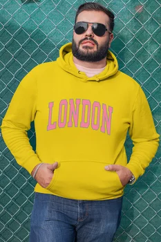 

Angemiel Wear Pink Color London Yellow Men 'S Hooded Sweatshirt