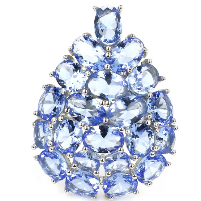 28x20mm Pretty 4,8g создан богатый синий фиолетовый танзанит дамы Настоящее серебро 925 пробы кольца