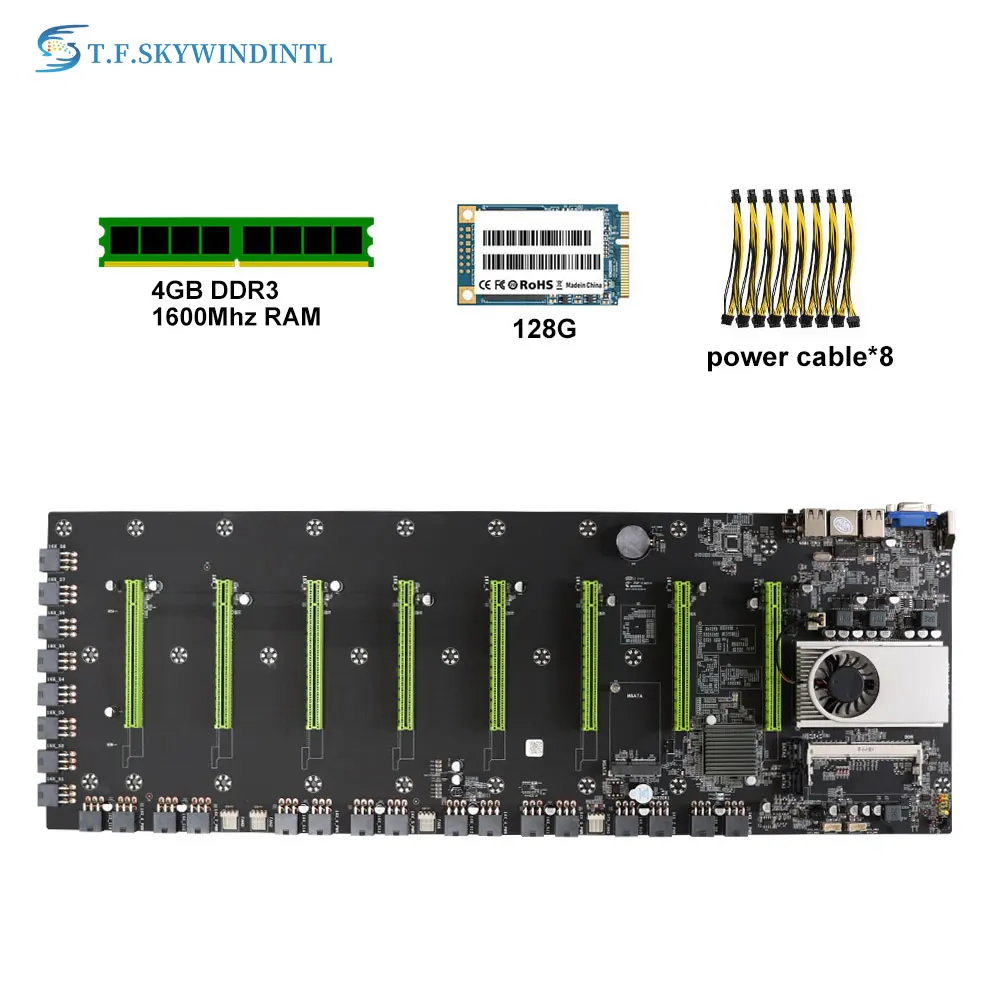 Материнская плата для майнинга ETH BTC-T/D37 с CPU Set 8 Слот GPU DDR3 ПАМЯТЬ встроенный