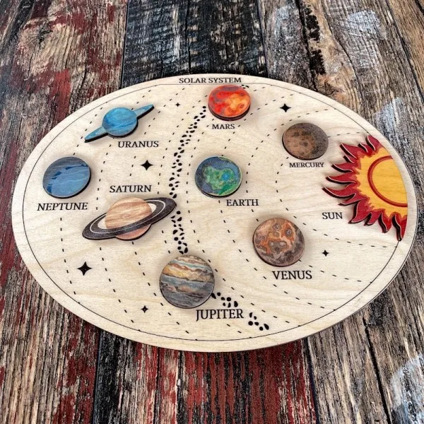 Wood Solar System Toy 3D Jigsaw Puzzle Space Stars Planets Science Creative Jigsaw Puzzle Educational IQ Upgrade