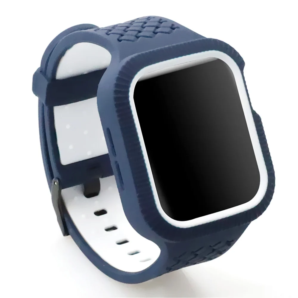 Чехол и ремешок для Apple watch band 44 мм/40 мм встроенный Плетеный силиконовый браслет