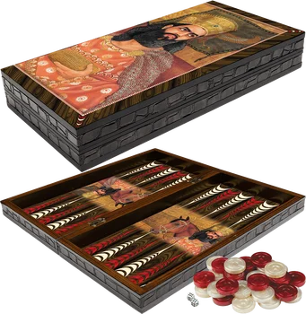 

Board Game Artwork King of Persia Darius III Kodomannus Wooden Backgammon Checkers Chessboard Set Entertainment Gift Travel