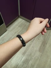 Pulsera magnética elástica de cuentas sencillas, brazalete de cuentas negras, joyería de salud