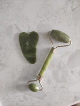 Rodillo masajeador Facial de Guasha Junta doble cabezas de remodelación de cara de elevación masajeador Natural Jade piedra cuello delgado herramienta de cuidado