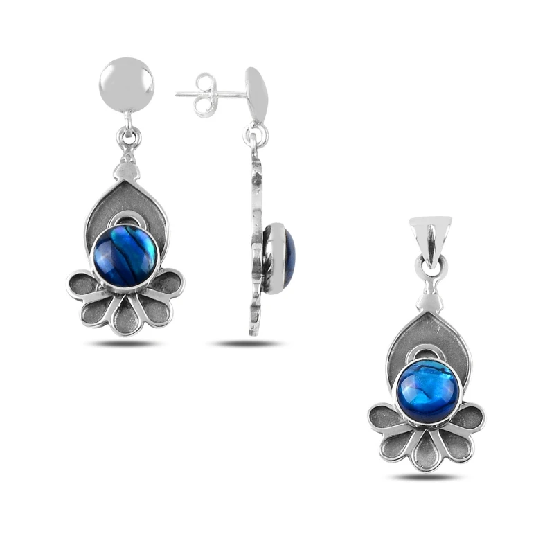 

Silver 925 Sterling Abalonlu Handmades Set