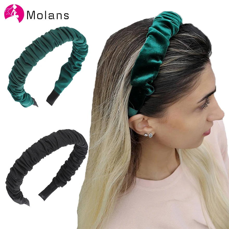 

Molans Solid Color Ruched Headbands Wrapped Pleated Non-slip Girl's Hairbands For Women Elegant Solid Fabric Novelty Headbands