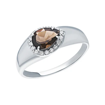 

Silver ring with раухтопазами and cubic zirconia sunlight sample 925