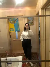 Blusa con manga de linterna para mujer, camisa holgada con botones a la moda para primavera y otoño, Color liso