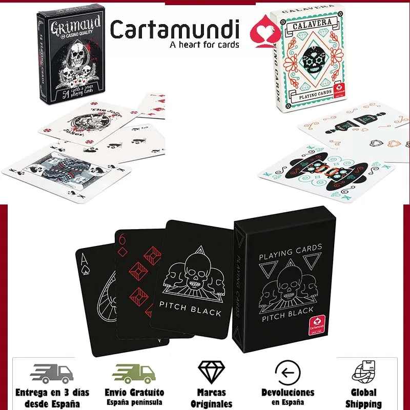 Cartamundi, Grimaud, France Carte, Deck Poker, Skull, Game Death, Hit Black, Cultura Messicana, De Los Muertos, Messico, Catrinas, Play, Adulto, Colle