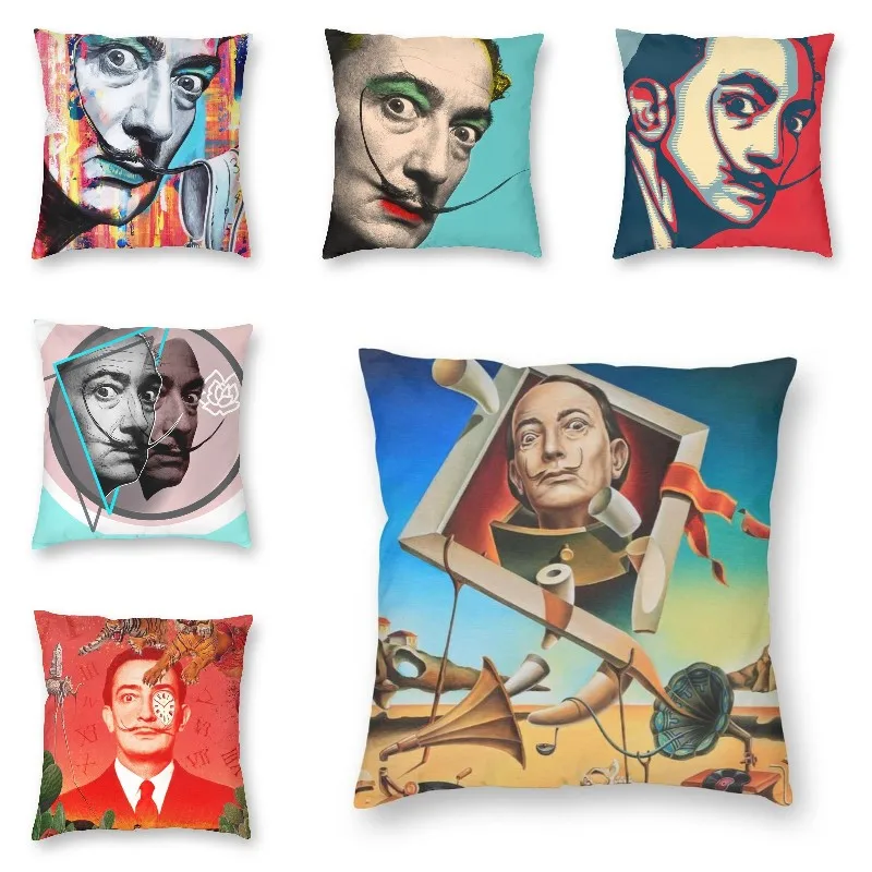 

Salvador Dali Spain Surrealism Artist Modern Pillow Cover Home Decor Retro Portrait Sofa Cushion Cover Living Room Pillowcase