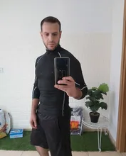 Ropa Deportiva de manga larga para hombre, camisa de compresión con cuello levantado para gimnasio y ciclismo