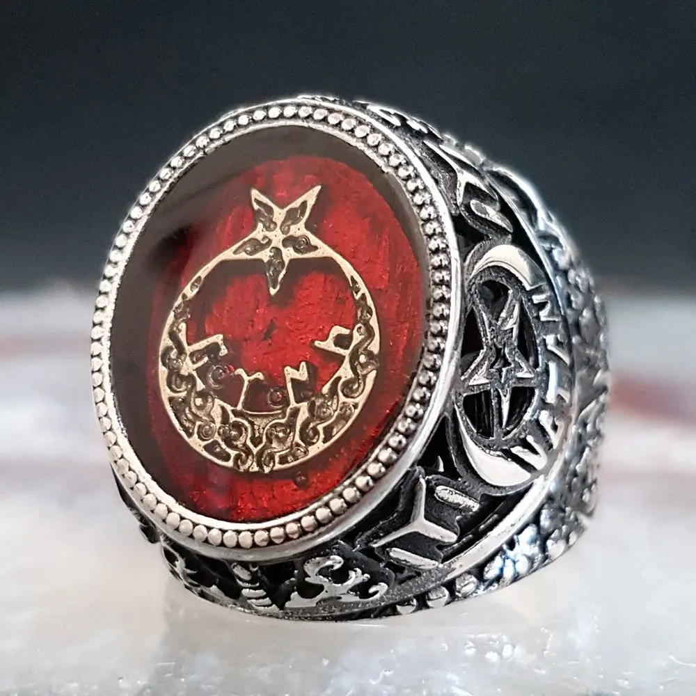 925 пробы Серебряное кольцо с красной эмалью