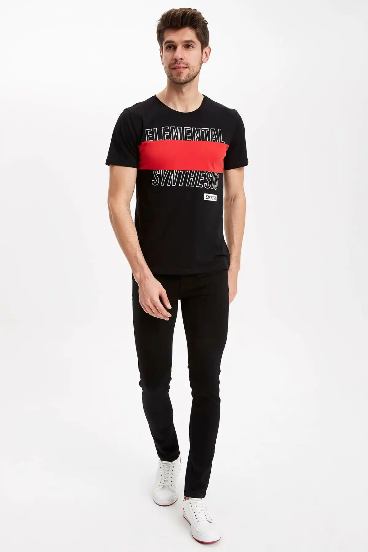 defacto man fashion black simple trousers jeans casual classic