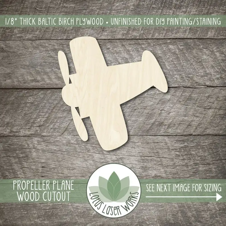

Propeller Plane Wood Cutout, Wooden Propeller Plane Shape, Blank Wood Shapes