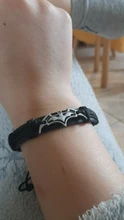 Pulsera de murciélago de cuero negro Vintage para hombre y mujer, cadena de cuerda hecha a mano, pulseras con abalorio de murciélago, accesorios de joyería A700