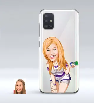 

Personalized Women 'S Caricature Of Samsung Galaxy A51 Thin Transparent Silicone Phone Kapağı-36