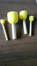 4 unids/set DIY de madera esponja amarillo pintura cepillo de pintura sello con mango de madera cepillo esponja niños herramienta de pintura