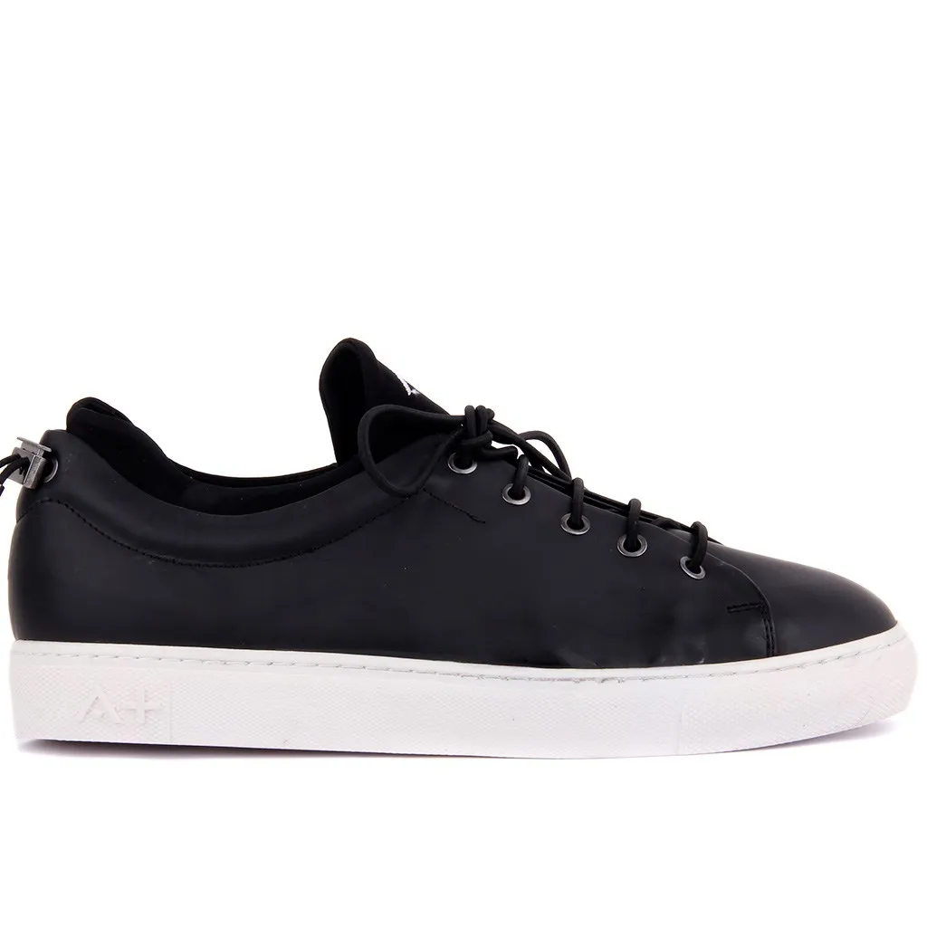 Special-Edition Black Stretch Leather Men Sneaker | Обувь