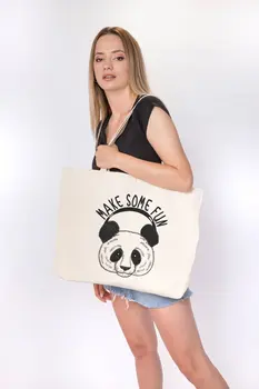 

Angemiel Bag Large Make Some Fun Panda Shopping Beach Tote Bag