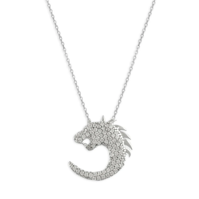 

Silver 925 Sterling Zircon Stone Lion Necklace