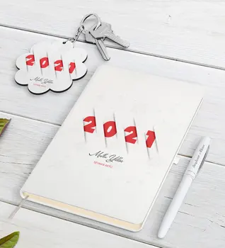 

Personalized 2021 Happy birthday White Notebook Pen and Keychain Gift Seti-2