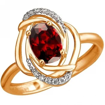 

Esthete ring with garnet and cubic zirconia in red gold
