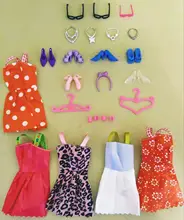 Conjunto de 42 accesorios para vestir muñecas Barbie, Juego de 10 zapatos, 8 collares, 4 gafas, 2 diademas, 2 bolsos y 8 vestidos para muñecas