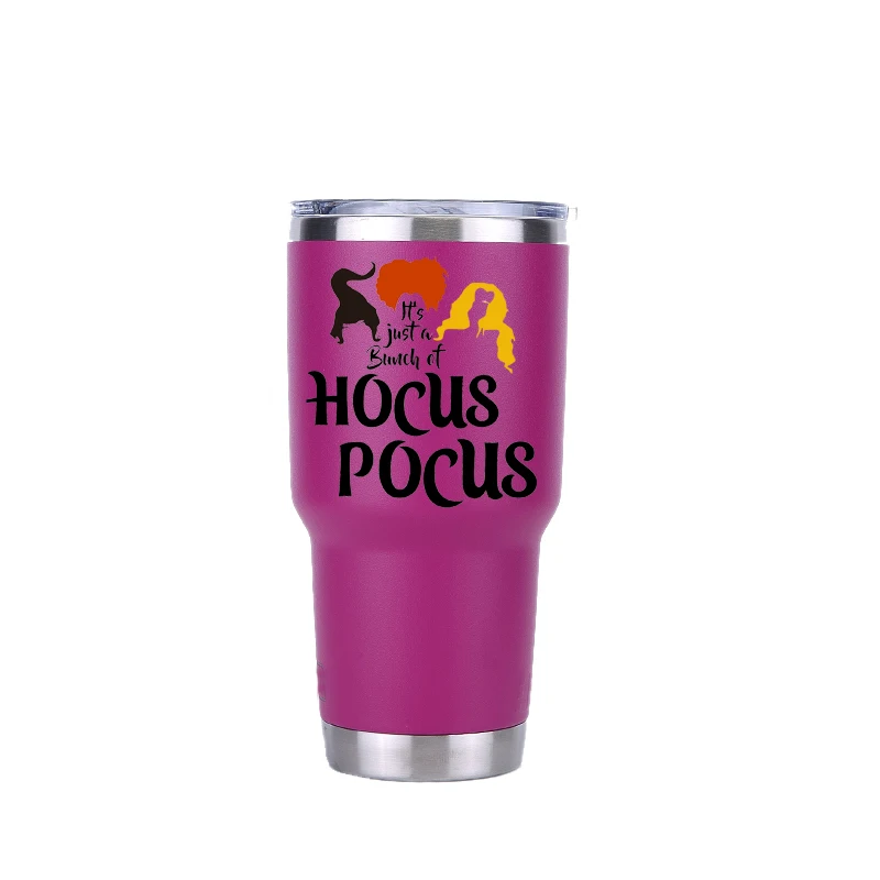 30 oz purple Хэллоуин hous Pocus 20 унций тумблер путешествия автомобиль пивная кружка с двойными стенками Изолированная вакуумная фляжка из нержавеющей стали Термос кофейные кружки - Цвет: 30 oz purple