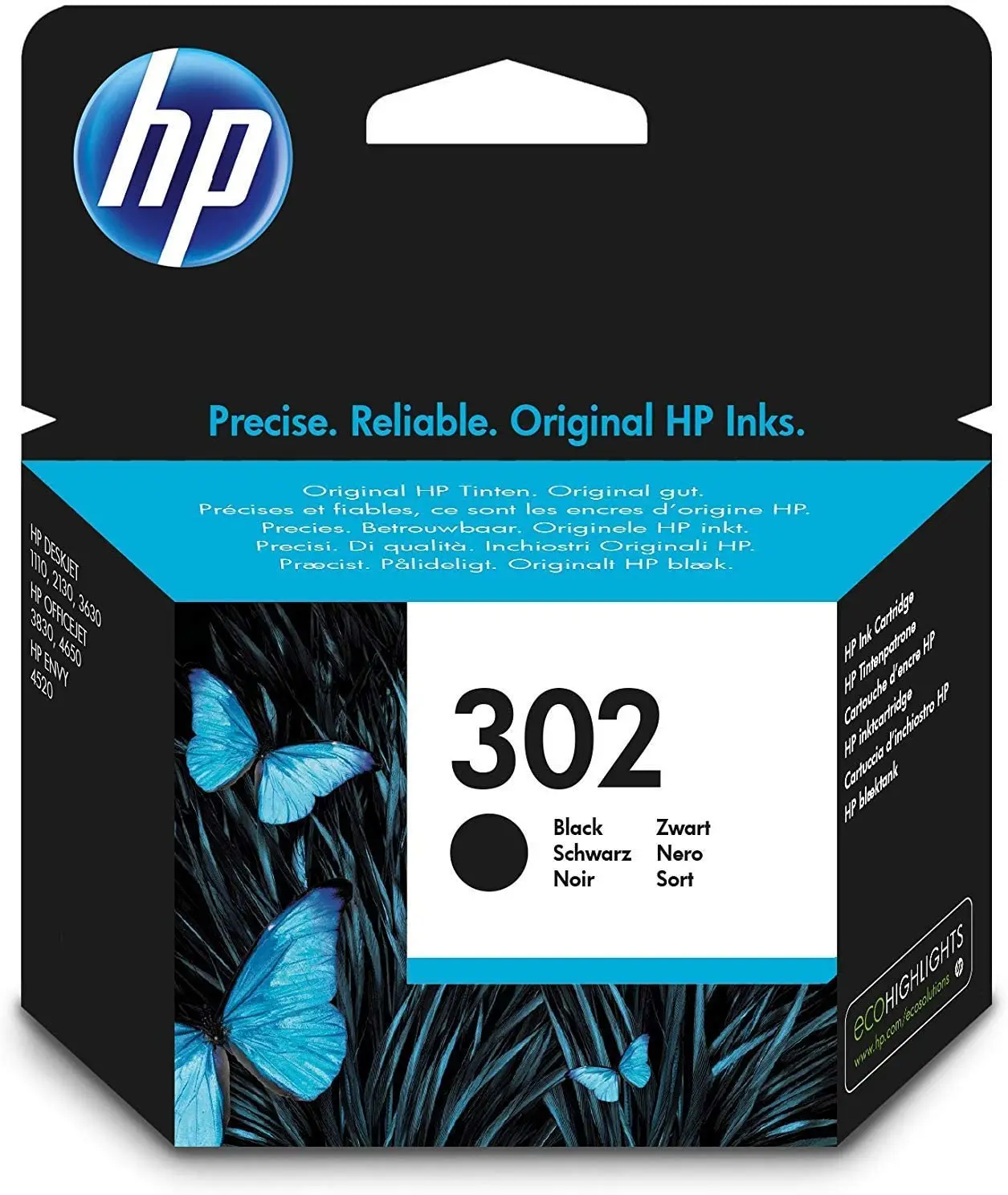 Cartuccia Hp 302 F6U66Ae Cartuccia D'Inchiostro Originale Nera Per Hp Deskjet, Envy, Officejet