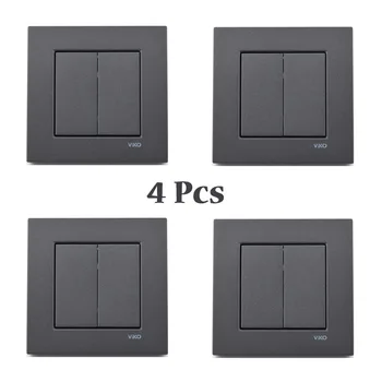 

4 Pcs / Set Viko Artline Novella Smoke Color Dual Key Commutator Framed Wall Switch