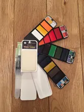 Superior 18/25/33/42Color sólido pintura acuarela con cepillo de agua portátil acuarela pigmento para principiantes dibujo suministros