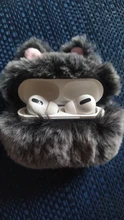 Ear-Fur-Case Capa Carabiner Plush-Cover Apple Airpods Rabbit Soft Wireless for 1-2/Wireless/Charging-fluffy-box