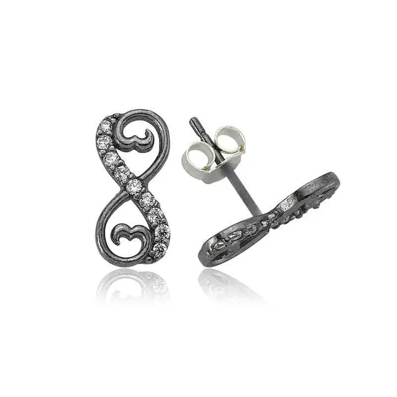 Merve Silver Silver Heart Infinity Studded Earrings