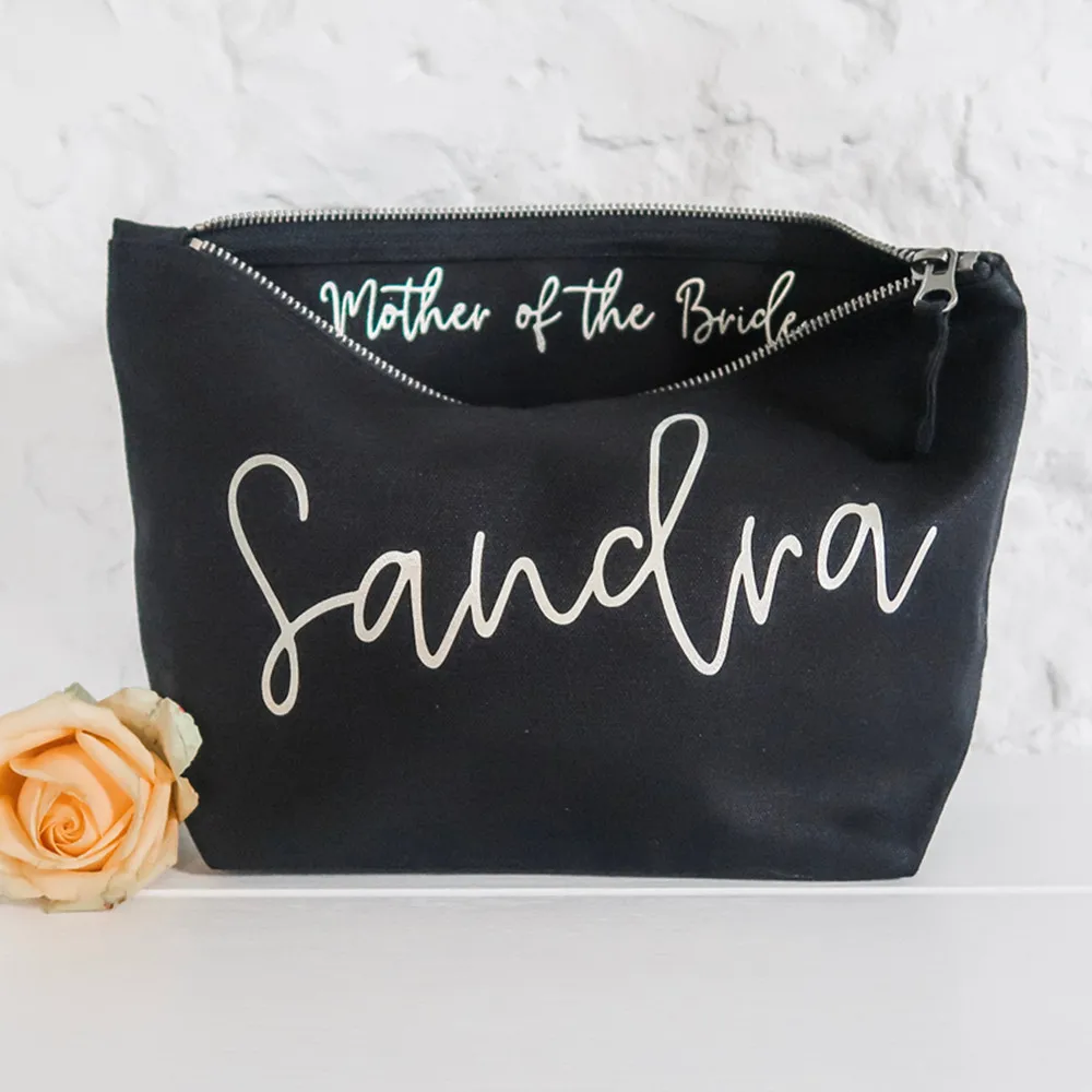 custom Make Up bag with gold monogram name, bride MakeUp Bags,wedding proposal gift, bridal shower cosmetic bag, Accessory bag