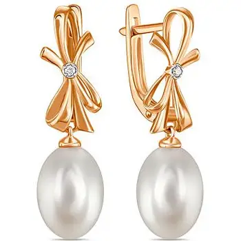 

Lucas gold earrings with pearls and diamonds in red gold