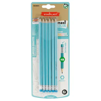 

Starplast Pencils de Graphite, Pack saving, Pencils HB, 6 pcs, to use school and Office, Color blue cake